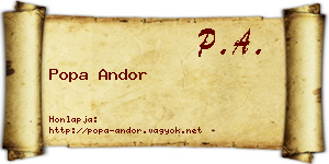 Popa Andor névjegykártya